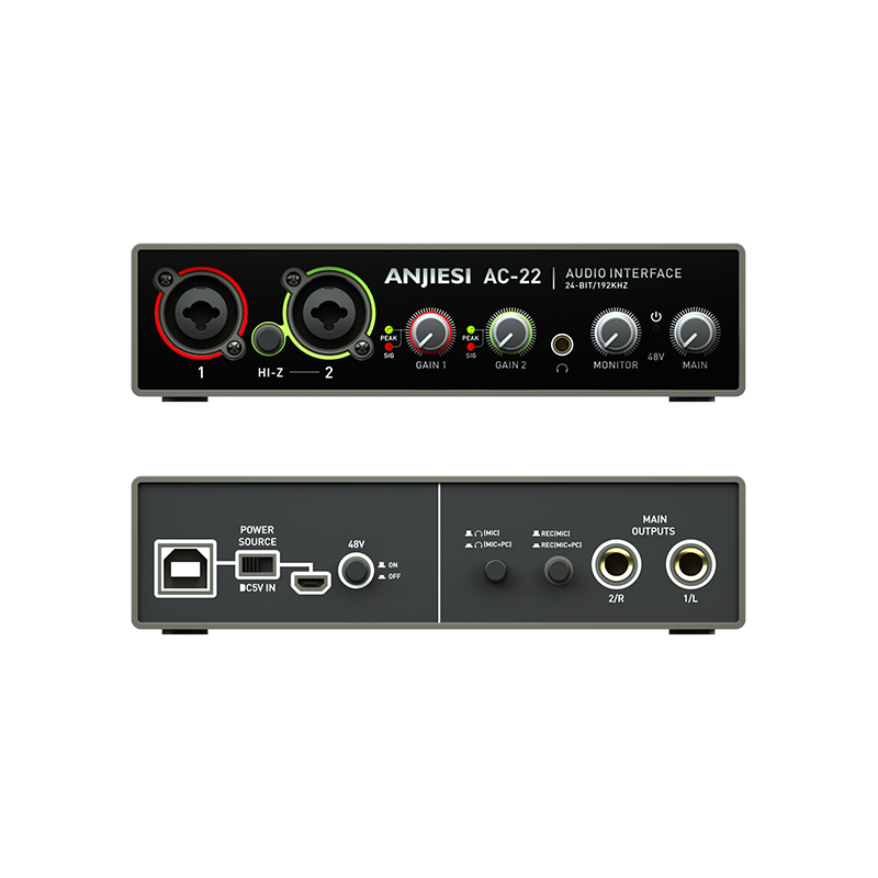 AC-22 USB External Audio Interface Sound Card With Monitoring Electric Guitar Music Live Recording Sound Card For Studio Singing