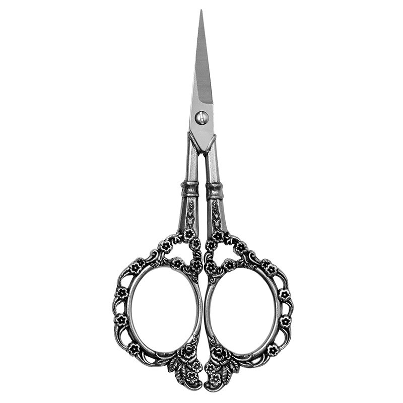 Tijeras de costura para el hogar, tijeras de corte Vintage de ciruela, tijeras de sastre DIY, maquillaje de puntada cruzada, exquisitas tijeras pequeñas de corte de papel, herramientas de costura G: Plata