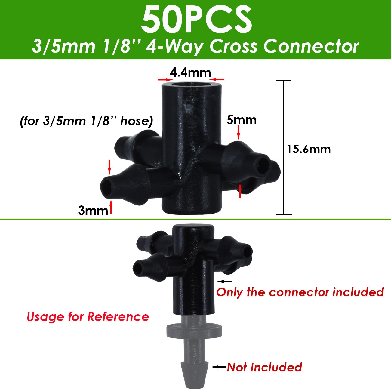 KESLA Irrigation Sprinkler 1/8 Inch Water Pipe Tee Connector Bend Arrows Drippers Fitting Repair 2&amp;4 Way for 3/5 mm Hose Garden: KSL01-194-4WAY-50P