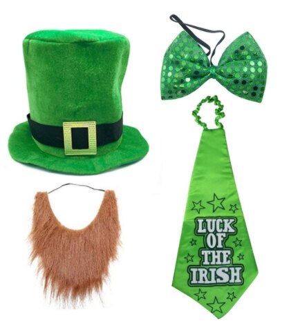 St. patrick's Tag gastgeschenke-einstellen: kleeblatt, grüner Hütte, fliege, lange krawatte, Bart – für irische partyartikel, dekorationen und spielzeug: C
