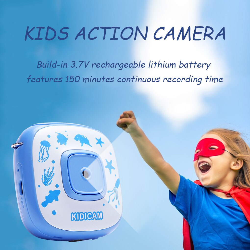 Câmera de vídeo digital recarregável das crianças exteriores da câmera da ação da tela de 2 Polegada lcd com caso impermeável