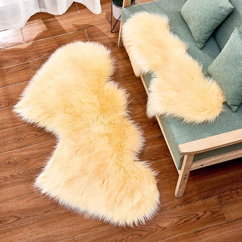 Amour coeur laine fourrure artificielle peau de mouton poilue tapis chambre salon décor rose bleu tapis de sol doux Shaggy tapis: YE / 60 x 120cm