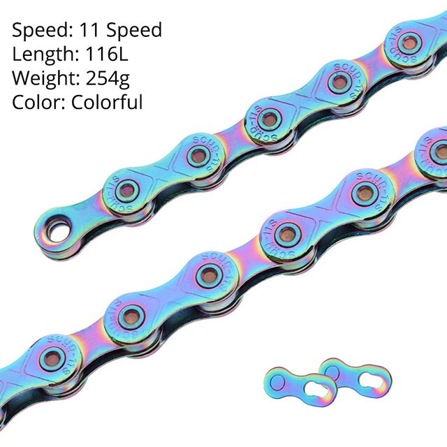 SCUD Mtb Bike Chain 9 10 11 12 Speed Mountain Road Bicycle Chains Double X Rainbow Silver 116L Lightweight 10 v corrente: 11 Speed Color