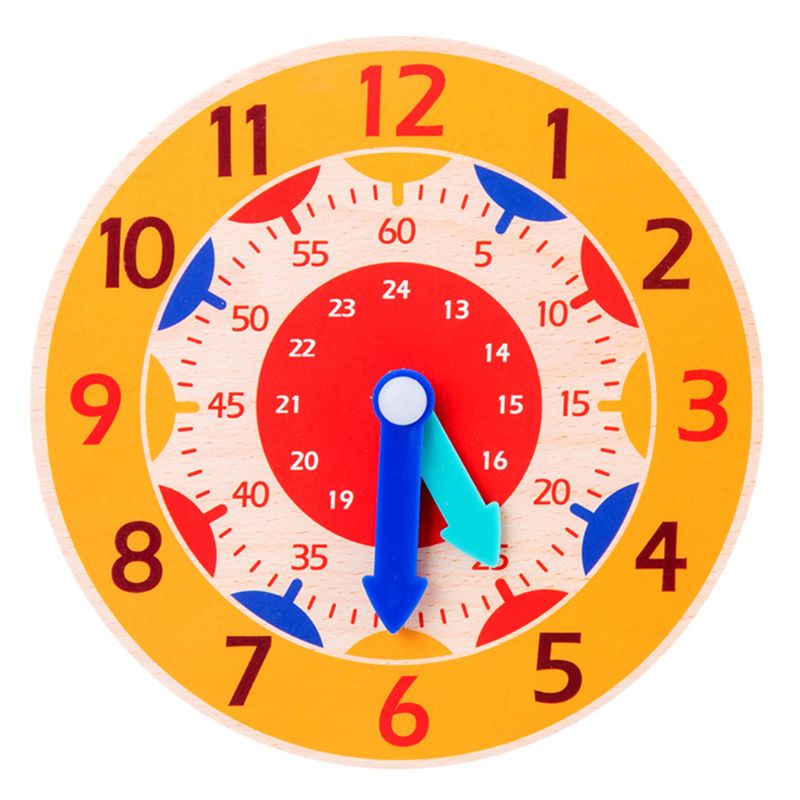 Children Wooden Clock Toy Hour Minute Second Cognition Colorful Clocks Toys for Kids Early Preschool Teaching Aids: Orange