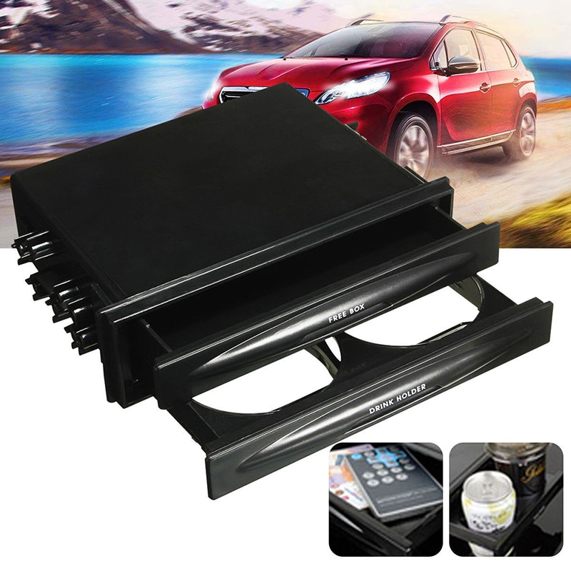 1PC Car Double Din Radio Pocket Installation Dash Storage Box Cup Holder