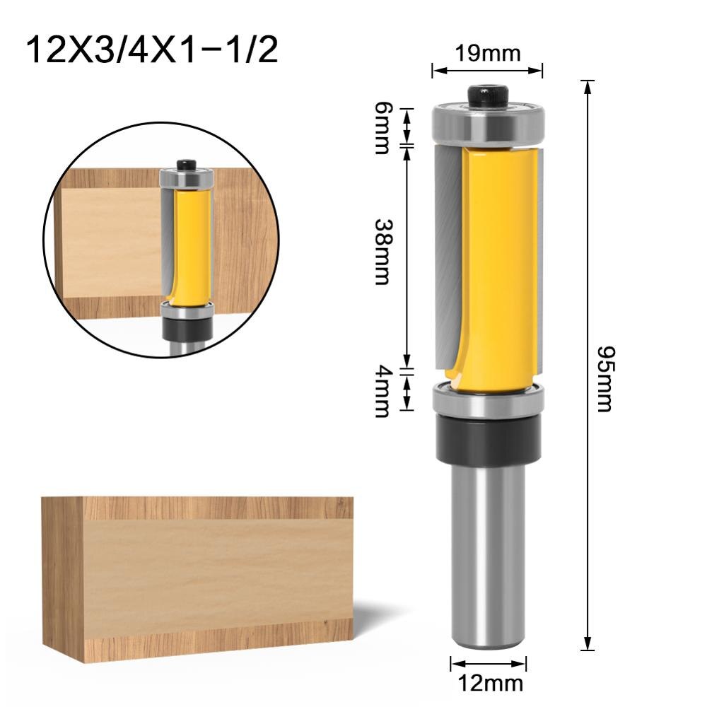 1pc 12mm shank 1/2inch shank 1-1/2" Extra Long Trim Pattern Top&Bottom Bearins Router Bit