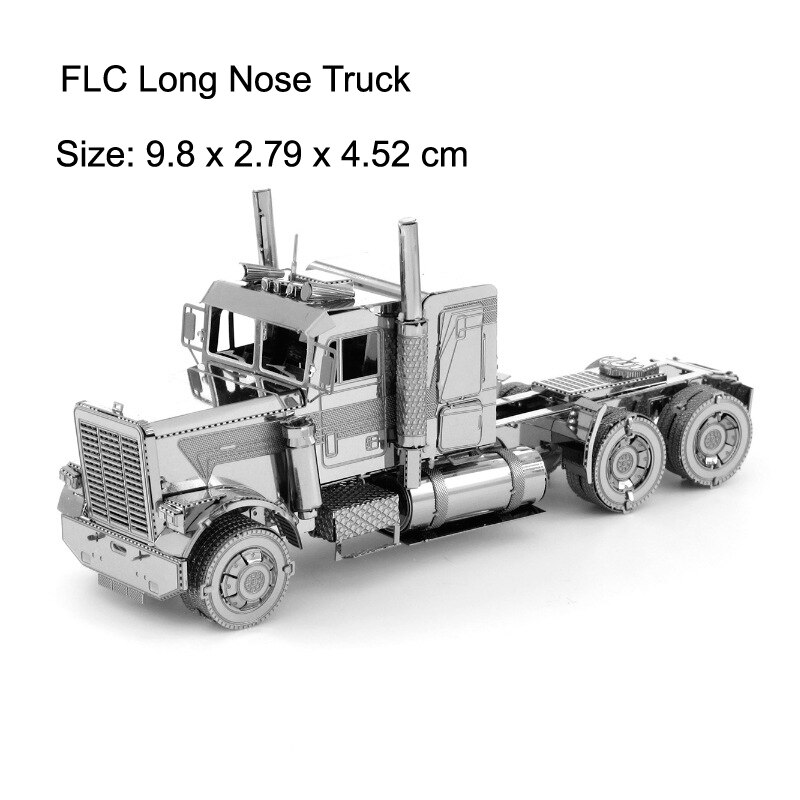 Engineering vehicle 3D Metal Puzzle Wheel Loader Crawler Crane Truck model KITS Assemble Jigsaw Puzzle Toys For Children: 54-Long Nose Truck