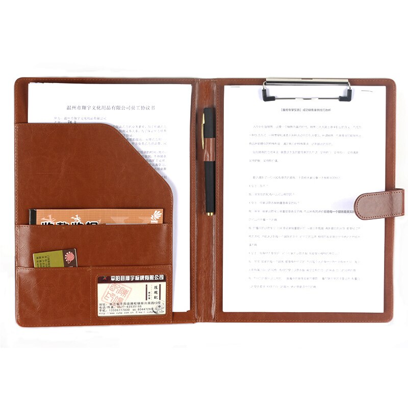 A4 Portfolio File Portfolio Cute Waterproof Leather File Document Bag For Office Business Stationery