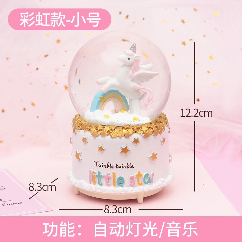 De proyección de cristal caja de música con forma de bola de cristal música copo de nieve carrusel chica de Cumpleaños globo de nieve: B