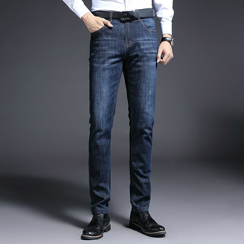 Jeans herr slim fit herr jeansbyxor casual herr jeans homme byxor skinny jeans herr raka svarta blå jeansbyxor