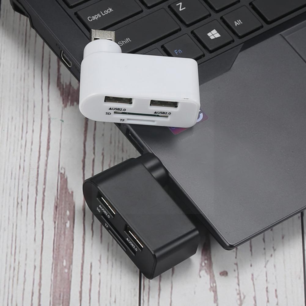 4 In 1 Draagbare 180 ° Draaien Usb Hub High Speed U Disk Reader Splitter 3 Poorten Voor Computer Pc laptop Mini Accessoires H3x5