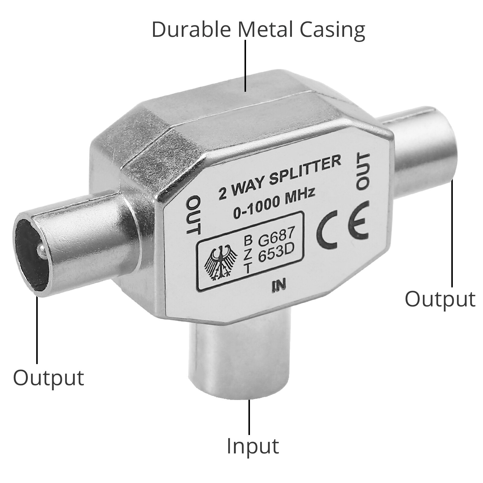 Neoteck 2 Manier Antenne Splitter 2x Coax Plug 2 Male Naar 1 Vrouwelijke Adapter In Metalen Behuizing En 2X2M Tv Lijn