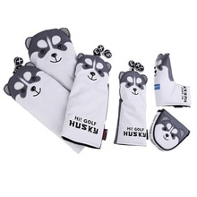 Cute Husky Golf Driver Head Cover Cartoon Animal Fairway Woods PU Leather Golf Putter Headcovers Dustproof Golf Club Covers Cool