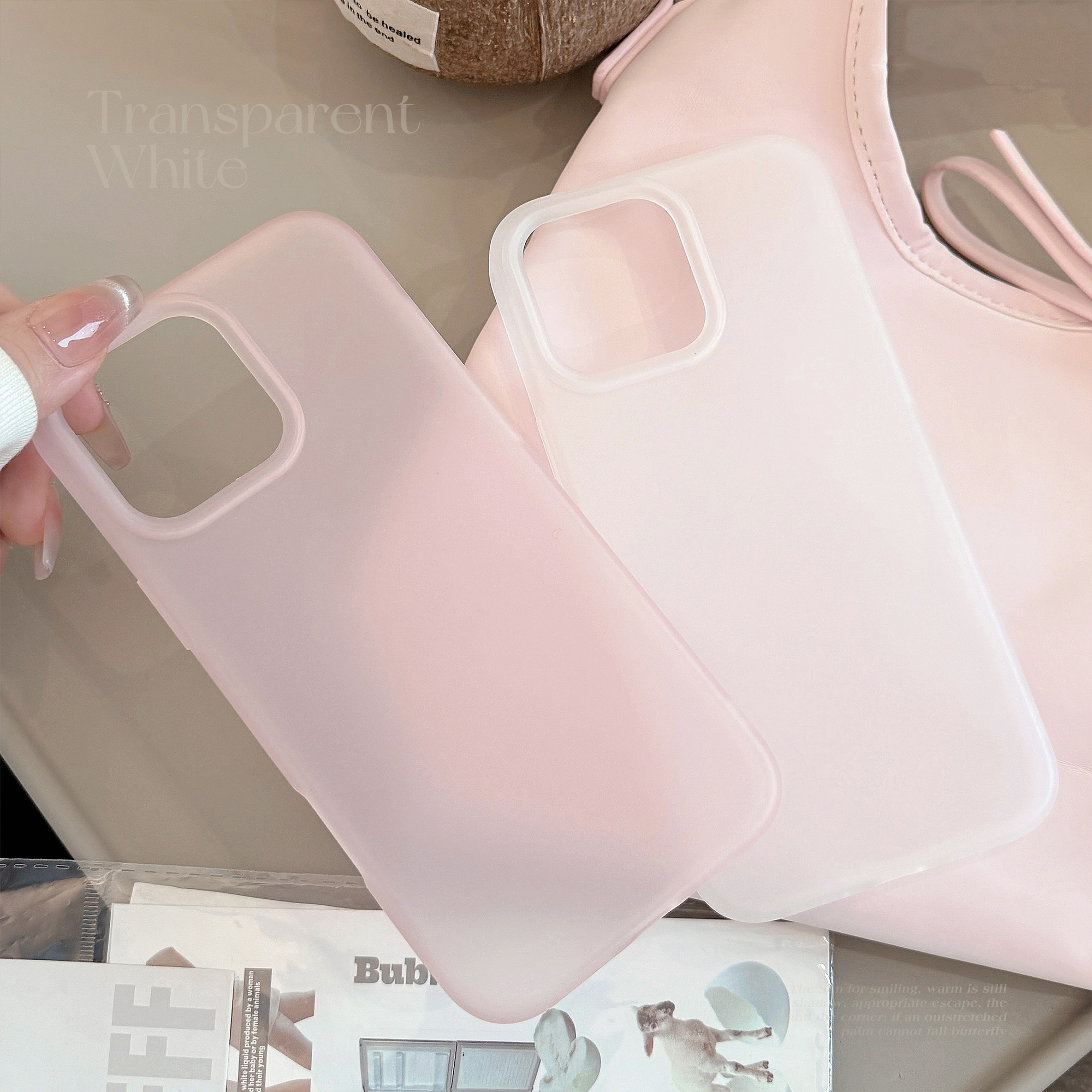 Simple transparente rosa transparente blanco Color sólido suave mate funda protectora de teléfono para iPhone 11 12 13 14 15 16 17 Pro Max