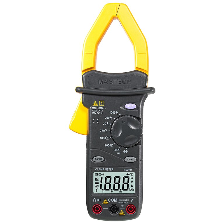 MASTECH MS2001 1000A Digitale AC Clamp Meter AC/DC Voltmeter AC Amperemeter Ohmmeter W/LCD Backlight
