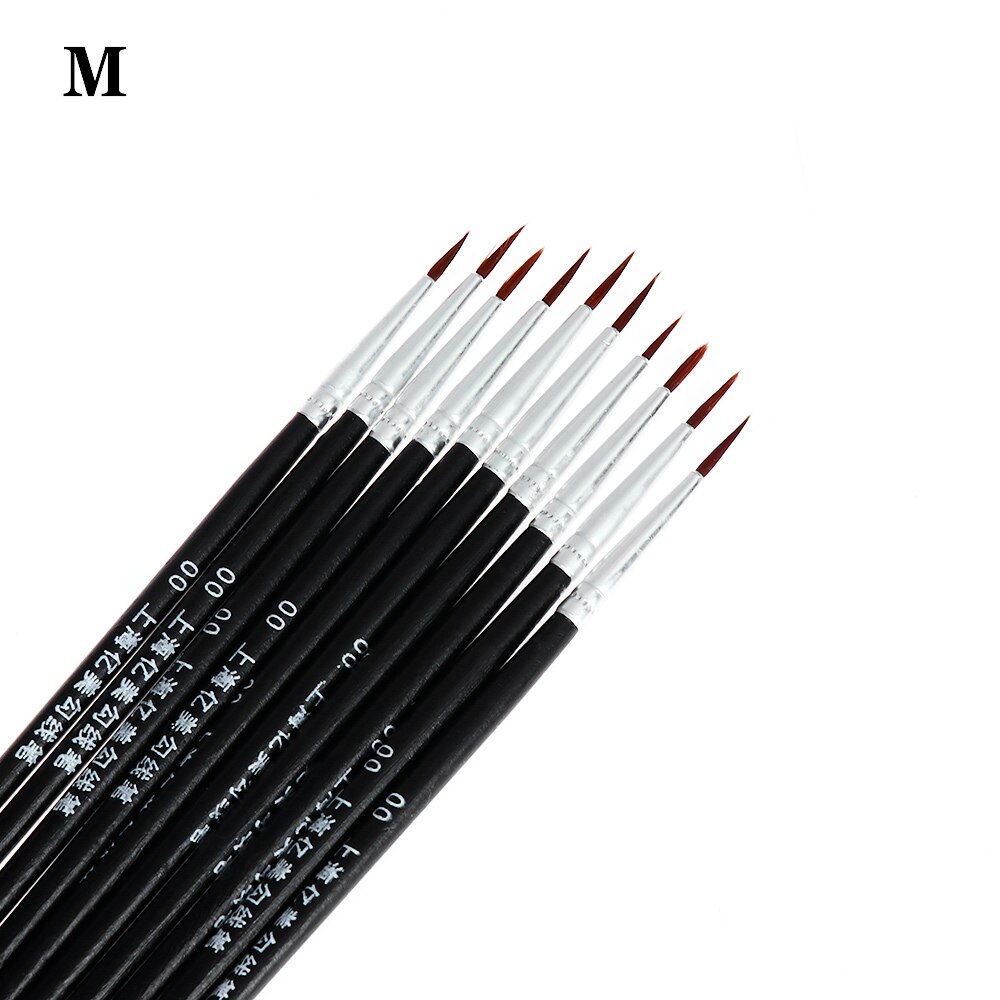 10 teile/satz Feine Hand Gemalt Dünne Haken Linie Stift Kunst Liefert Zeichnung Kunst Stift Pinsel Nylon Pinsel Acryl Malerei stift: M-Schwarz