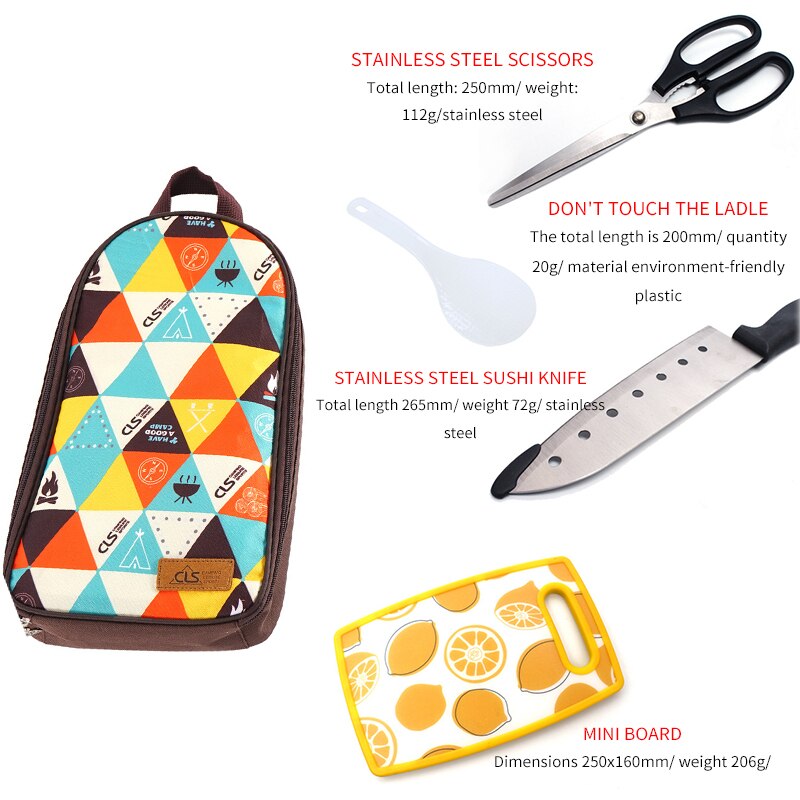 7 unids/set al aire libre juego de utensilios Camping Kit de cubiertos Picnic utensilios de cocina portátil utensilios de cocina de acero inoxidable de