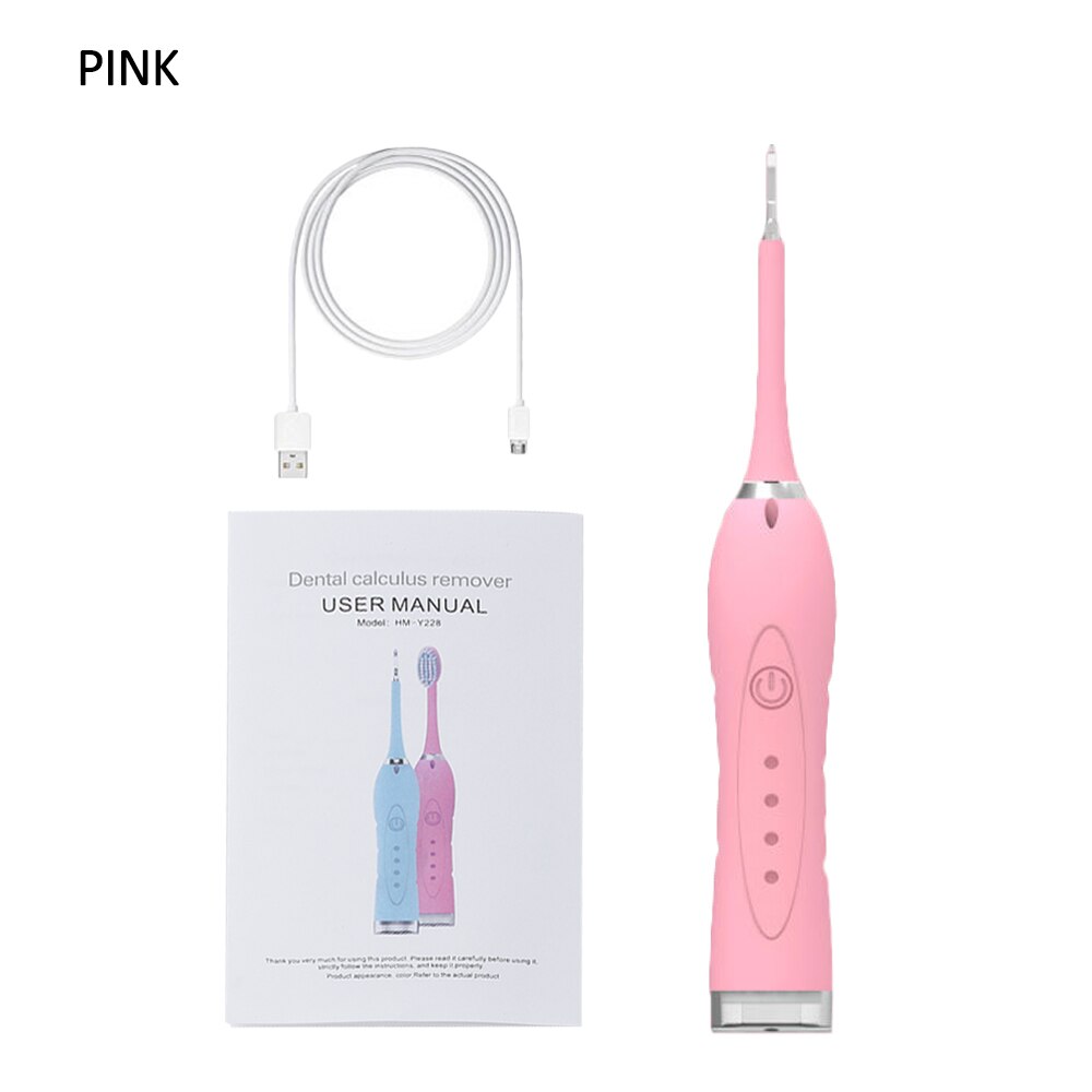 Electric Ultrasonic Sonic Dental Scaler Tooth Calculus Remover Cleaner Tooth Stains Tartar Tool Whiten Oral Cleaner Tooth Sonic: Pink