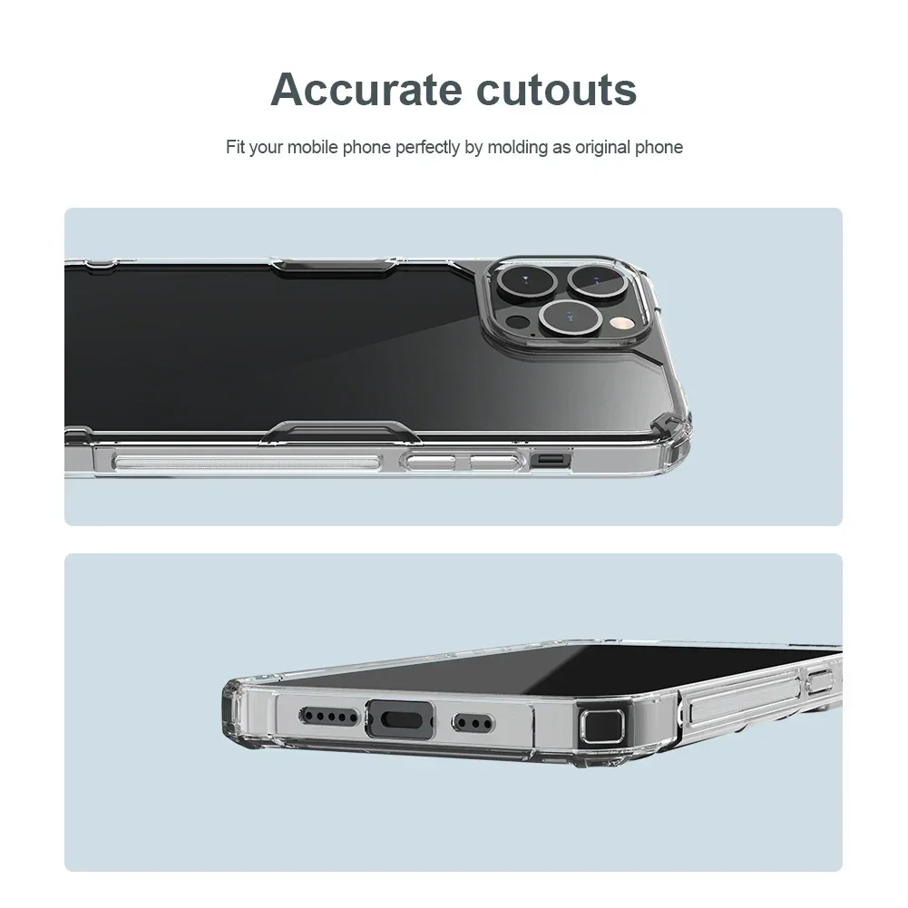 Nillkin para iPhone 16 Pro Max 16 Plus 15 Pro Max 14 Pro Max 13 Pro Max series TPU + PC funda trasera de teléfono transparente suave de silicona