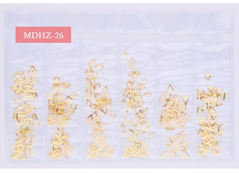 CHNRMJL 6 Entwürfe/Pack Ultra-dünne Hohl Legierung Nagel Niet Dekorationen Schmuck DIY UV Gel NäGel Kunst Polnischen zubehör Manikübetreffend: 26