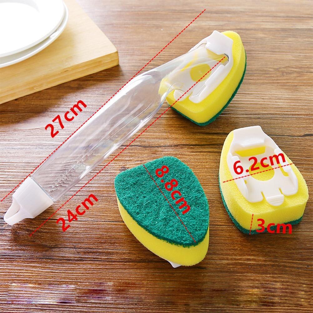 Wash Up Brush Scouring Pad Sponge Dish Cleaning Replacement Equipment Brush Clean Handle Kitchen Sponge Tools Q7R7