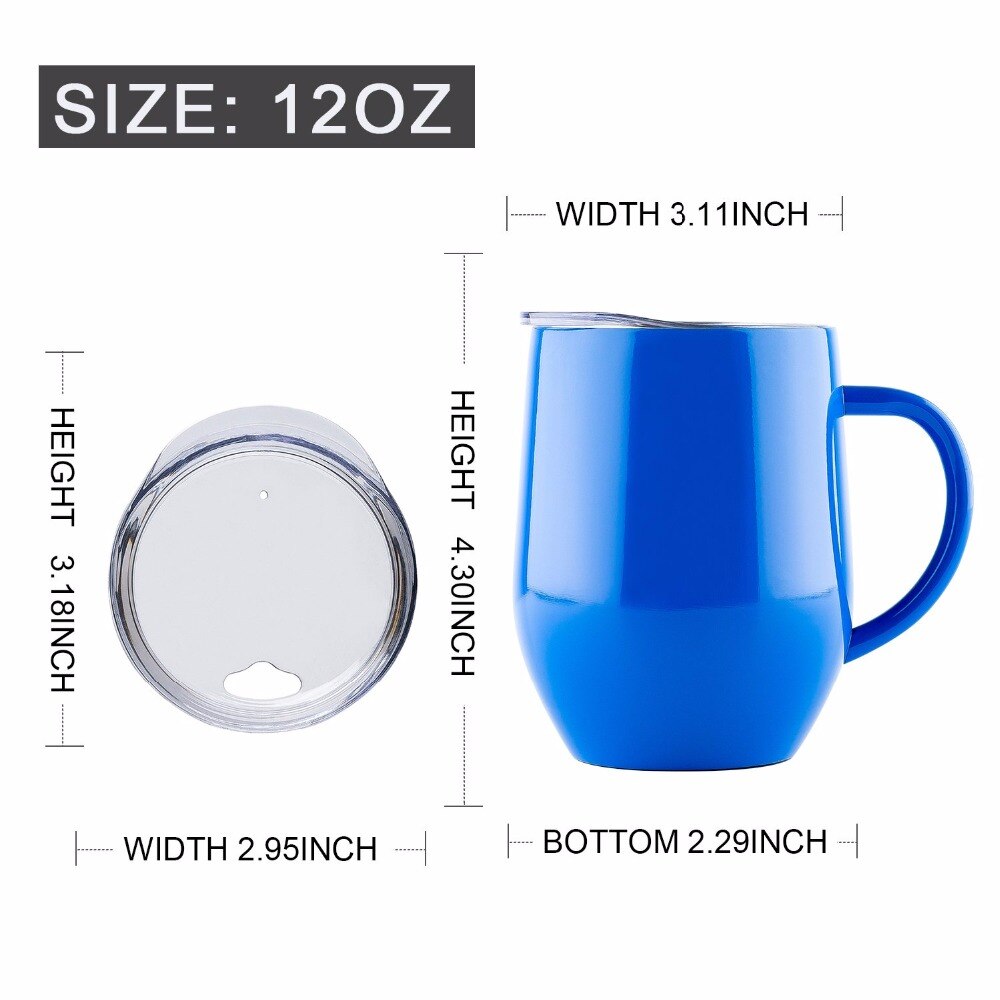 12oz bpa gratis dobbel vegg rustfritt stål melk drikke øl термокружка kopp egg form kaffe krus som lokk med håndtak