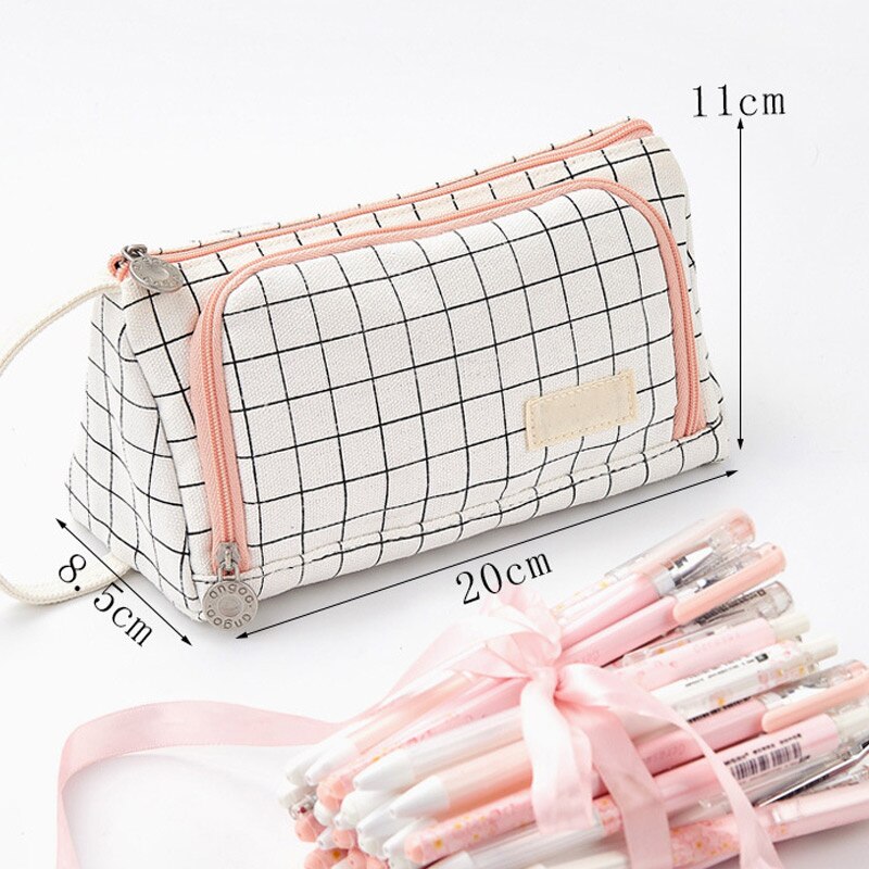 Women Cosmetic Bag Large Capacity Pen Cosmetics Storage Bag Canvas Pouch Pencil Stationery Case Holder For School Office