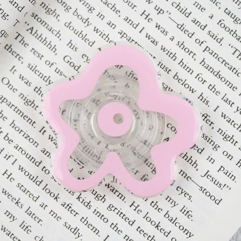 Cute Floral Phone Grip posocket Tok Flower Cellphone Stand Holder for iPhone 15 14 Mobile Bracket Foldable Expanding Kickstand: Pink