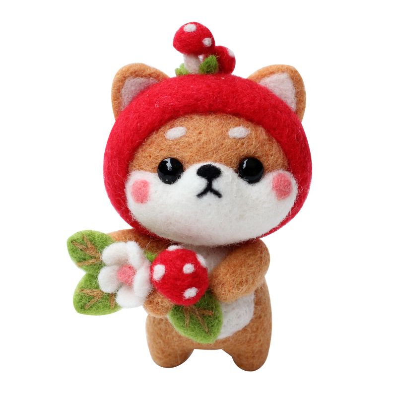 Aardbei Cartoon Wolvilt Craft DIY Onvoltooide Prikte Naald Materiaal Bag Pack: 05