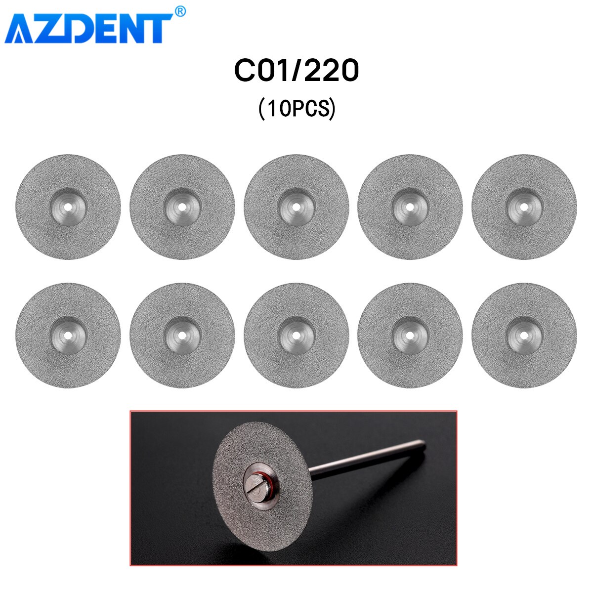 AZDENT 11 Sizes Dental Lab Diamond Disc 0.20mm Ultra-thin Double Side Grit Disk Cutting Tool Dia 22mm Polisher Dentistry Dentist: 10PCS C01