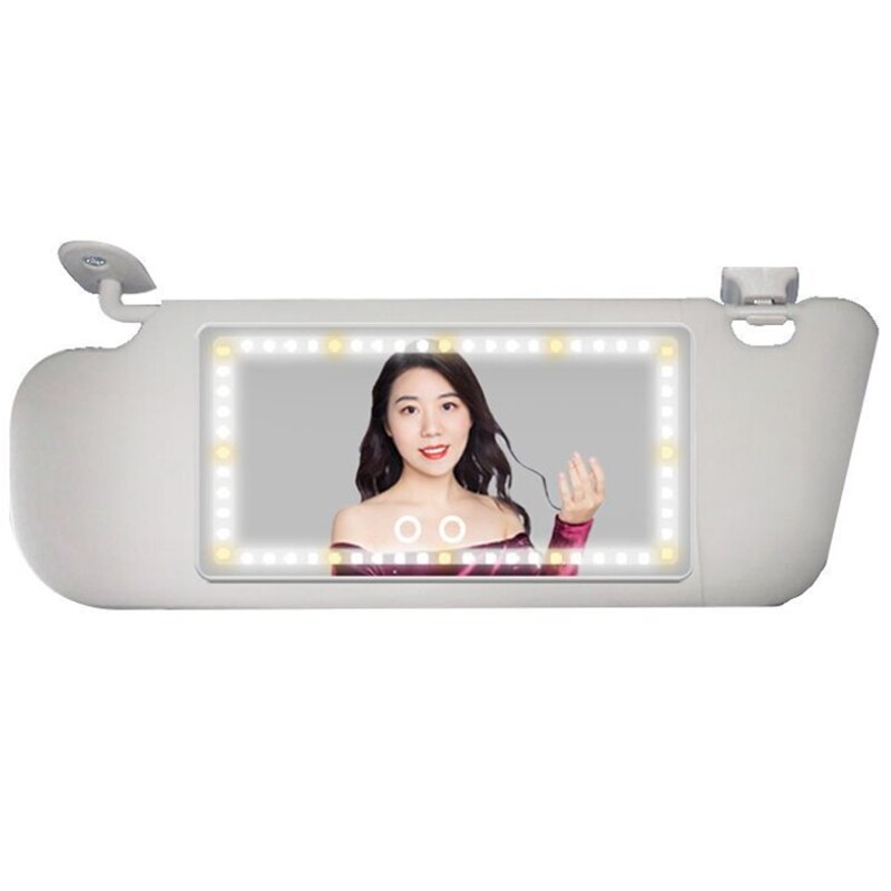 Auto Zonneklep Spiegel Met Led Verlichting Auto Make-Up Spiegel Met Verlichting Cosmetische Spiegel Clip Op Zonneklep Reizen
