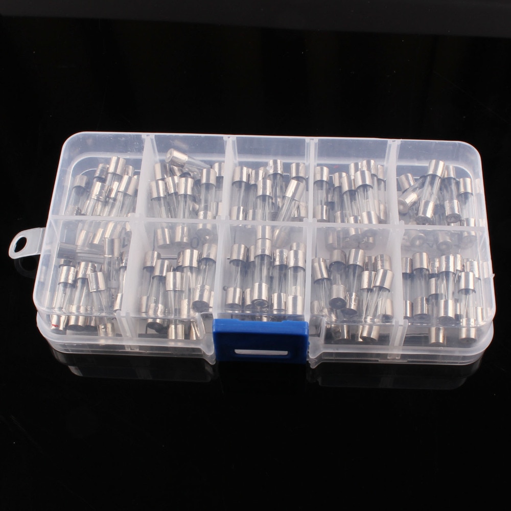 100Pcs 5*20mm Electrical Fuse Amp Fast-blow Glass Tube Fuse Kit Box Set 0.2A-15A