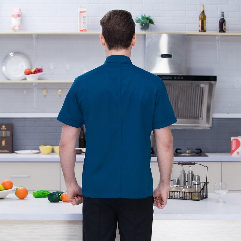 Chef Uniform Kostuum Ademend Food Service Chef Jassen Overall Korte Mouwen Hotel Kok Werkkleding Kleding Restaurant Chief