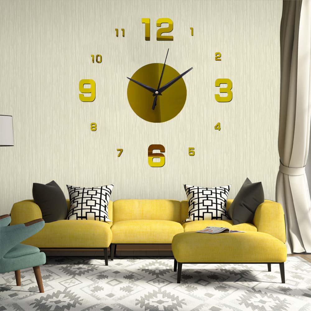 Modern Wall Clock Sticker 3D Mirror Self-Adhesive Diy Digital 3 Color Acrylic Bedroom TV Background Mural Wall Stickers