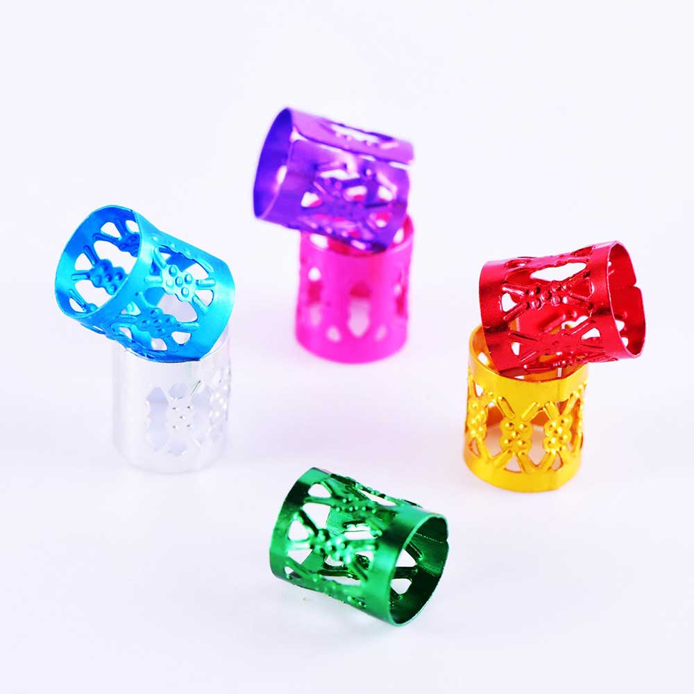 1000pcs/lot Dreadlock Beads Red Gold Silver Mixed Color Hair Bead for Dreadlocks Hair Rings Braiding Hole Micro Ring