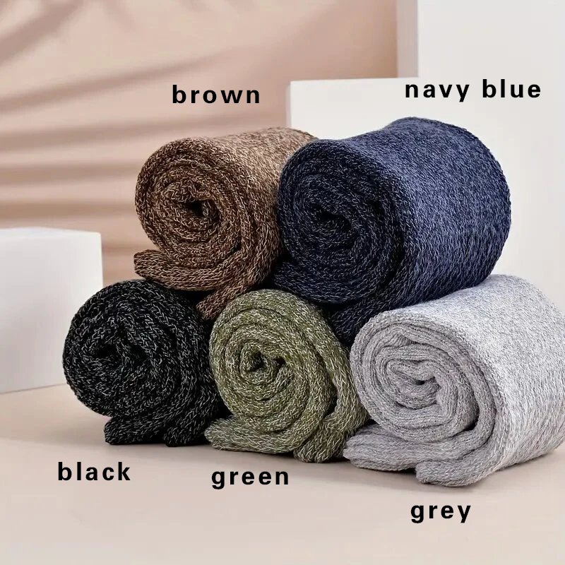 5 pares de inverno quente meias masculinas grossas meias femininas super mais grossas meias sólidas meias de inverno contra neve fria terry meias