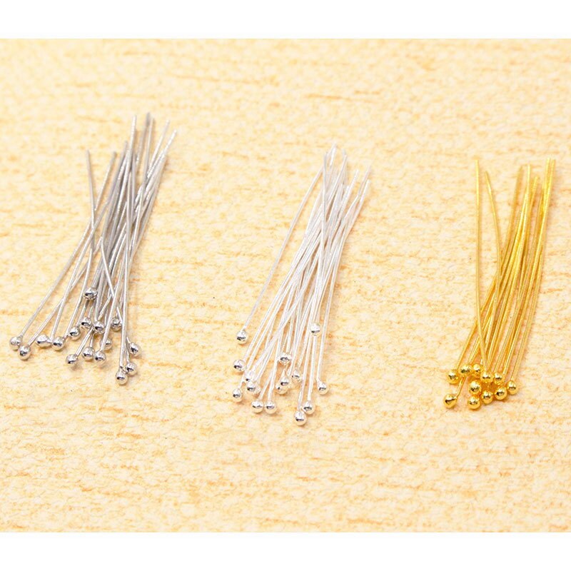 925 Sterling Silver Pin Ball Head Pins Needles 20MM 30MM 40MM Length For DIY Jewelry Findings Accessories 50pcs/lot