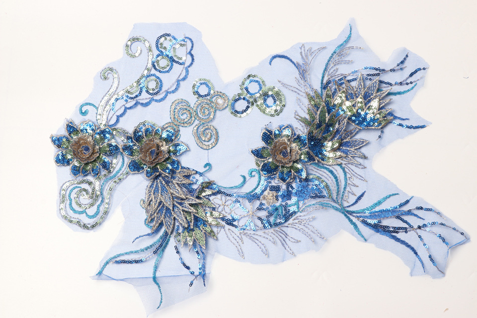 3D Applique lace embroidery