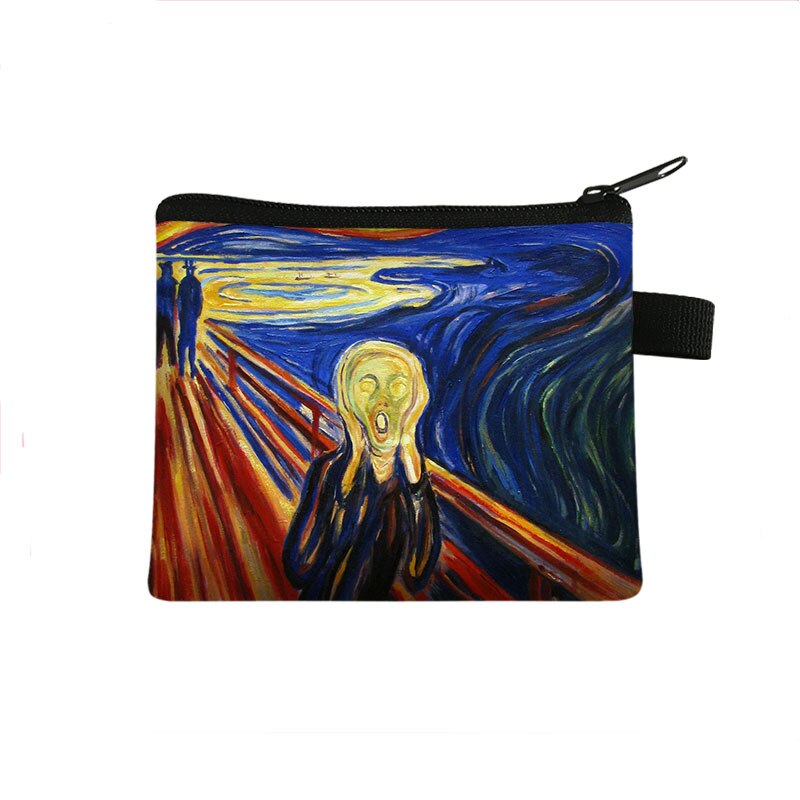 Van gogh/michelangelo/da vinci bolsas de moedas arte mulheres batom bolsa estrelado/senhora mini bolsa de cartões: lqb-art08