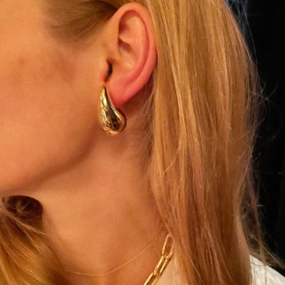 Pendientes de aro gruesos de gran tamaño para mujer y niña, de Plata de Ley 925 chapada en oro, 12/14/18mm, joyería de lujo