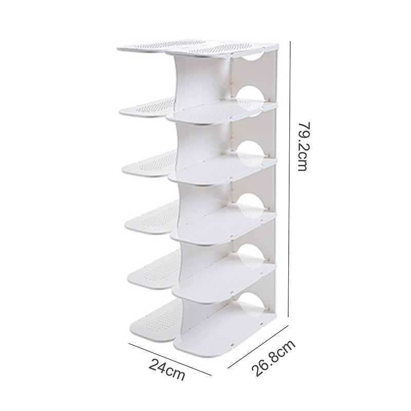 DIY Assembly 6 Layers Stackable Shoe Organizer Shoe Shelf Shoe Rack Stand Space Saving Shoe Hanger Shoe Box Cabinet storage: White