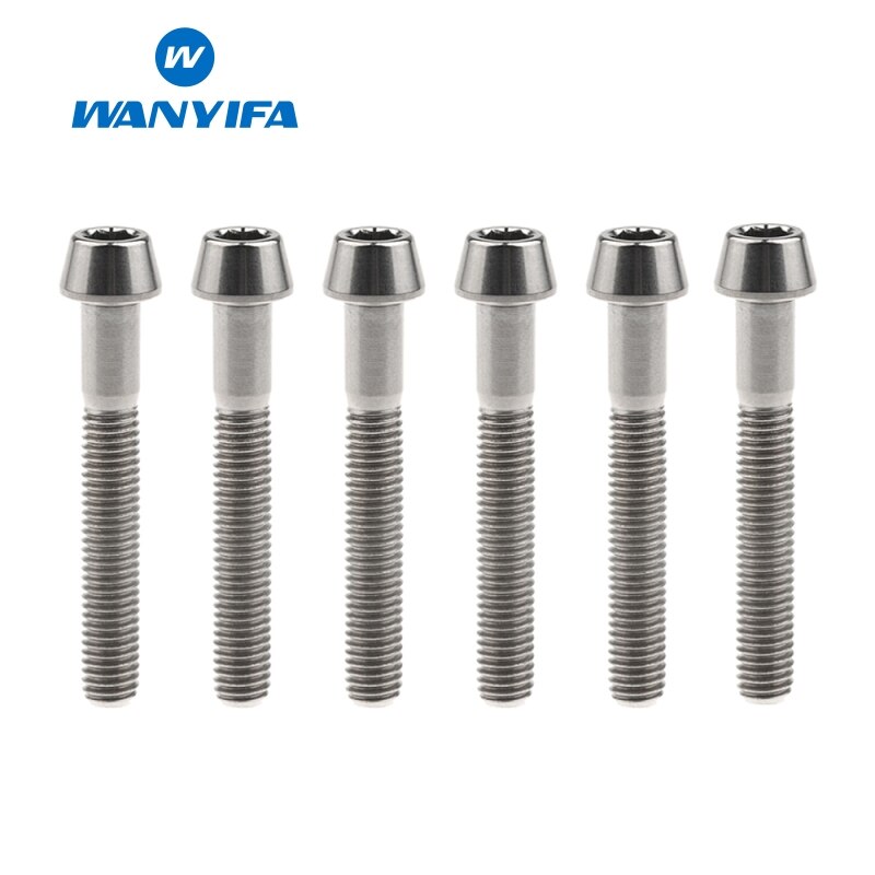 6PCS M5 Titanium Ti Bolts M5X25 30 35 40mm Inner Hexagon Tapered Head Bolt for Bike Bicycle Cycling Accessories Fastener Screws: M5x35 Silver