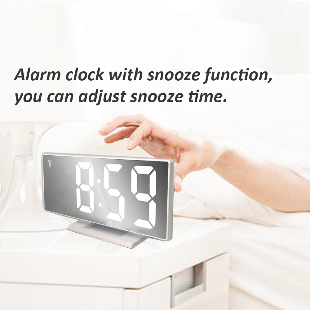 Digital Alarm Clock LED Mirror Electronic Clock Large LCD Display Clocks Noiseless Digital Table Clock With Temperature Calendar