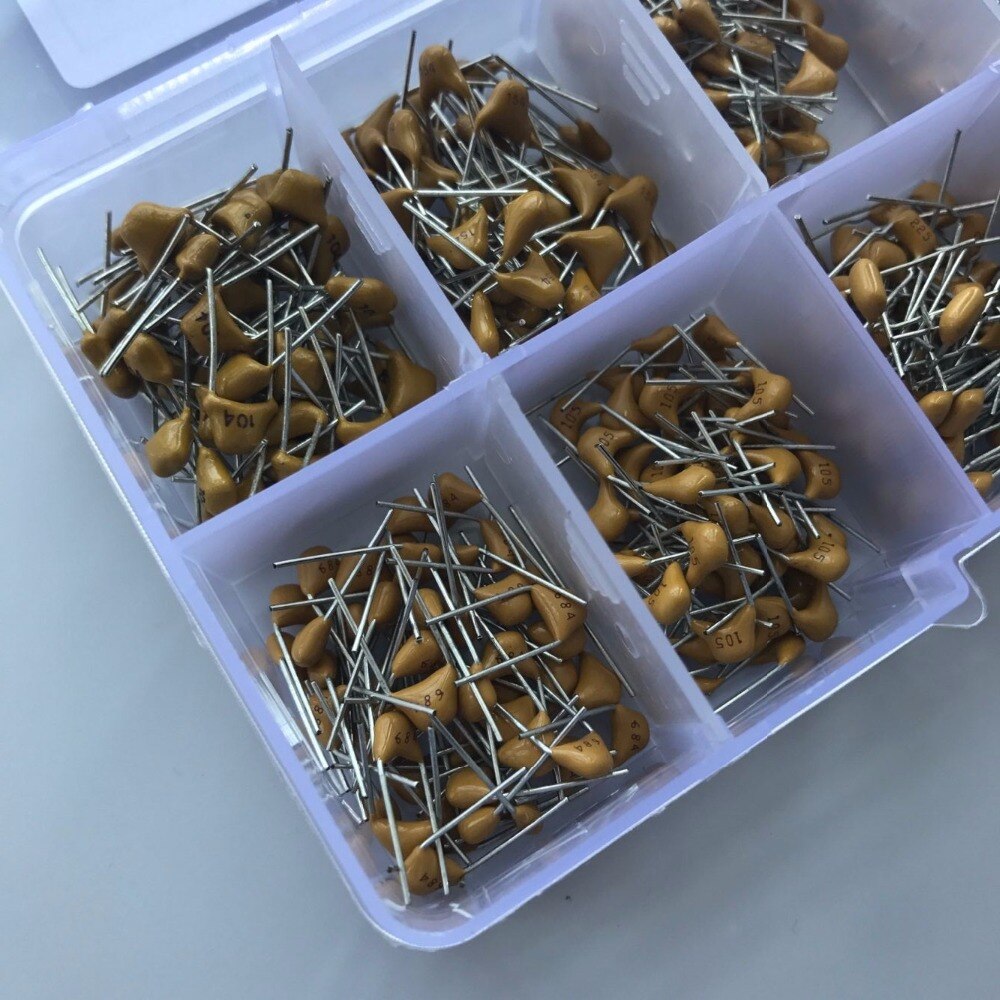 10 Values 500pcs 0.1uF~10uF ( 104~106 ) Multilayer / Monolithic Ceramic Capacitor Assorted kit with storage box