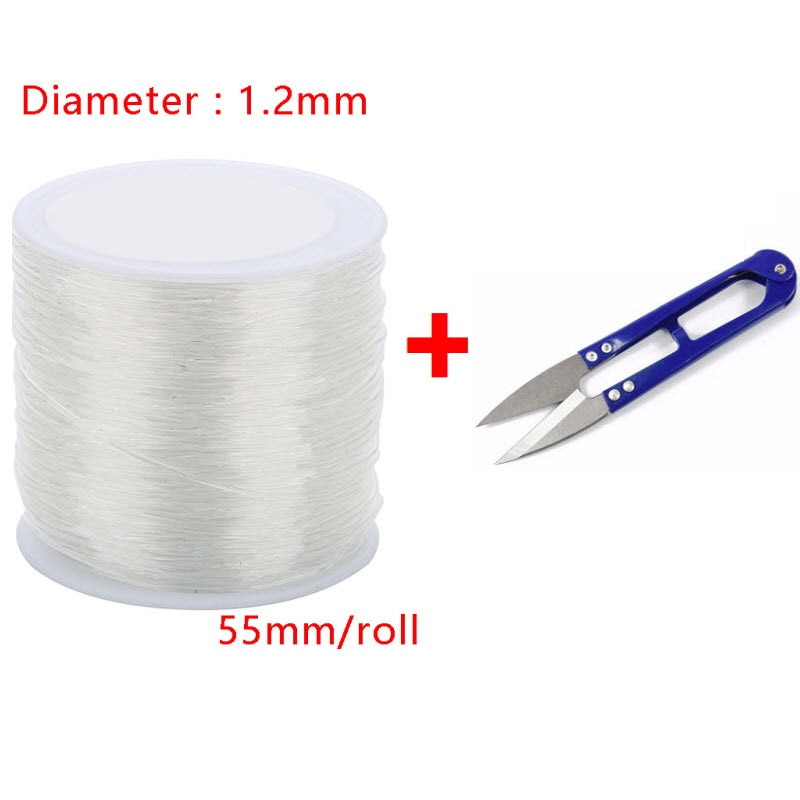 Xinyao 100 meters 0.5/1.5mm Round Elastic Line Transparent Crystal Elastic Beading Cord String Thread Rope Diy Findings: 55mm - size 1.2mm