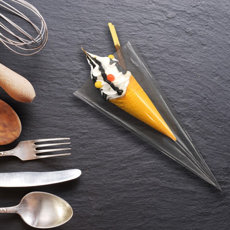 Products In Stock Transparent Triangle Bag Candy Ice Cream Cone Chocolate Popcorn Packaging Festival Party Food Baking