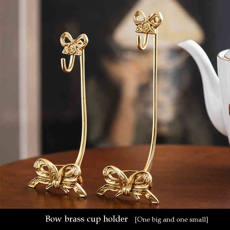 Messing Kop Schotel Opbergrek Home Decor Strik Rose Ornamenten Desktop Bekerhouder Opknoping Retro Koffiekopje Opslag Afvoerrek