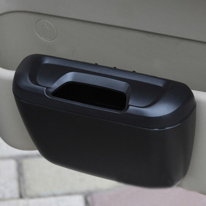 Cubo de basura con apertura abatible para coche, caja organizadora de papel, para oficina y hogar, color negro, ZM56