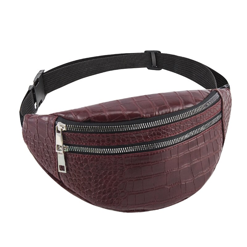 Jin Mantang Women's Waist Bag Crocodile Women PU Leather Bag Fanny Pack Message Bag Fanny Pack Message: Red