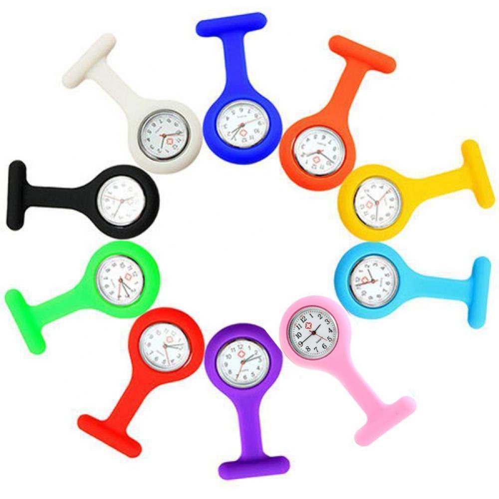 Solid Color Silicone Nurse Watch Brooch Fob Pocket Tunic Quartz Movement Watch Decor Accessory